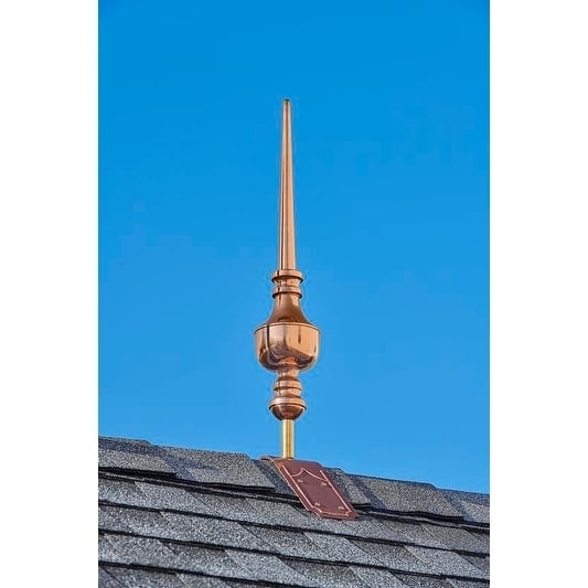 27" Victoria Pure Copper Finial with Decorative Copper Roof Mount