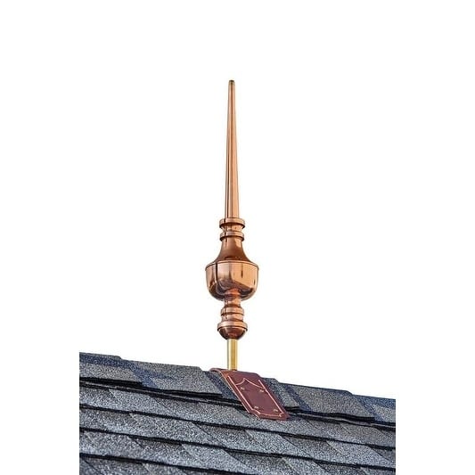27" Victoria Pure Copper Finial with Decorative Copper Roof Mount