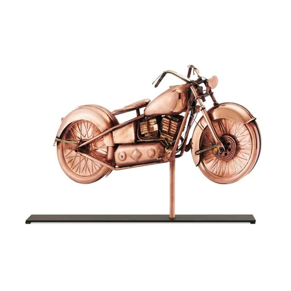 Motorcycle Pure Copper Weathervane Sculpture on Iron Mantel Stand Home Decor by Good Directions