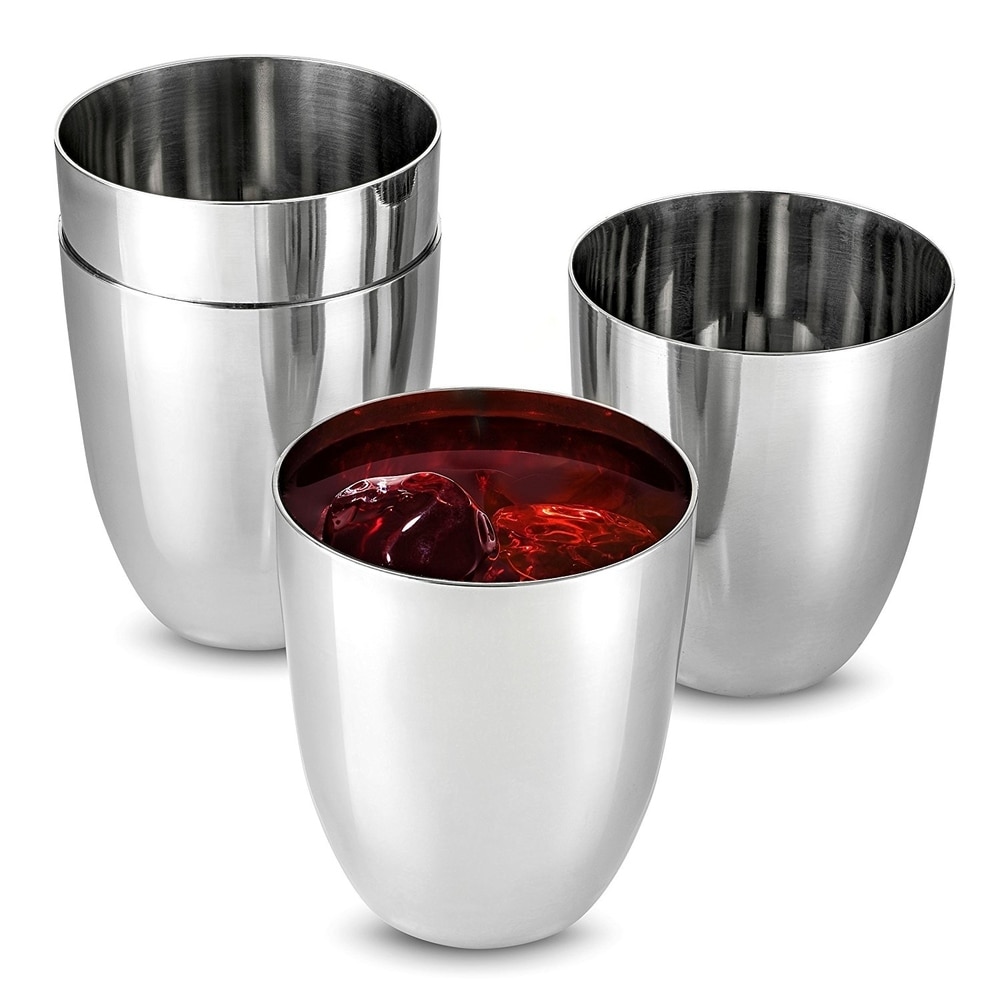 YHGoods Unbreakable Stainless Steel Drinking Glasses, 12 Oz. (4 Pack
