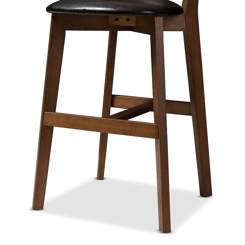 Mid-Century Black Faux Leather Counter Stool Set by Baxton Studio