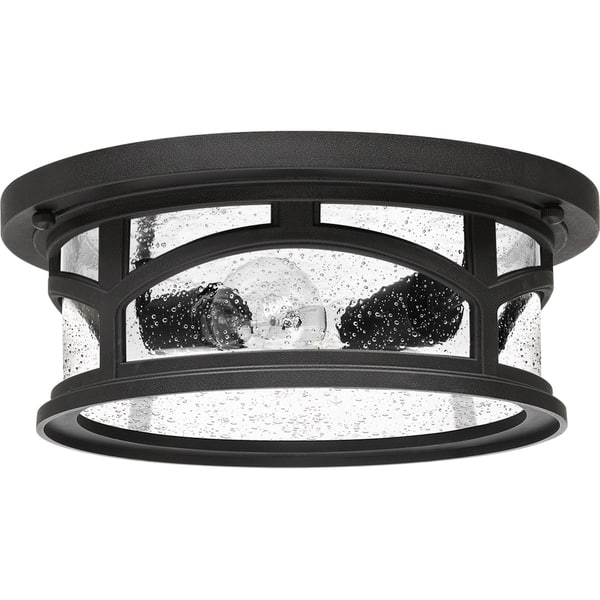 Quoizel Marblehead 10.25-in W Mystic Black Outdoor Flush Mount Light Quoizel Marblehead 10.25-in W Mystic Black Outdoor Flush Mount Light