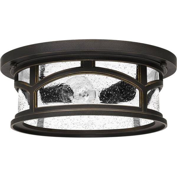 Quoizel Marblehead 10.25-in W Mystic Black Outdoor Flush Mount Light Quoizel Marblehead 10.25-in W Mystic Black Outdoor Flush Mount Light