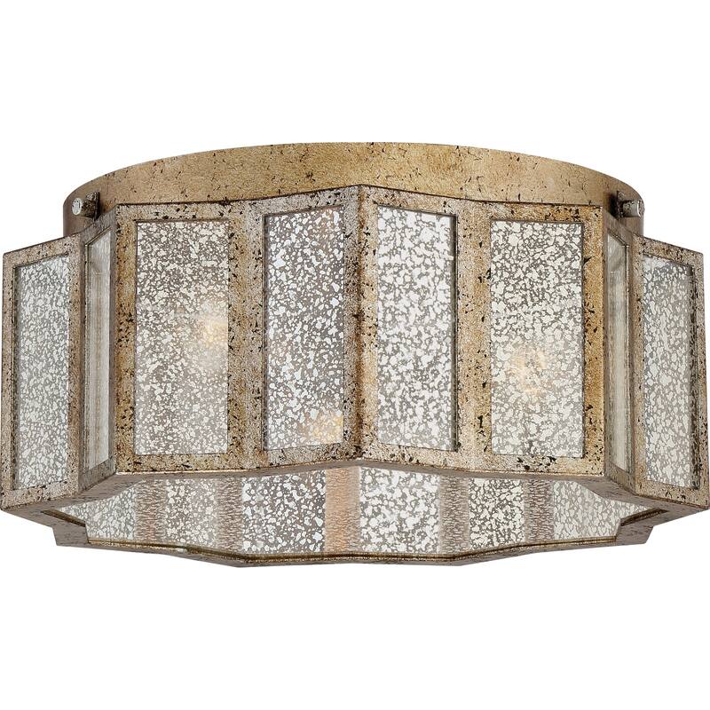 Quoizel Shrine 3-Light Aged Gold Flush Mount with Mercury Glass