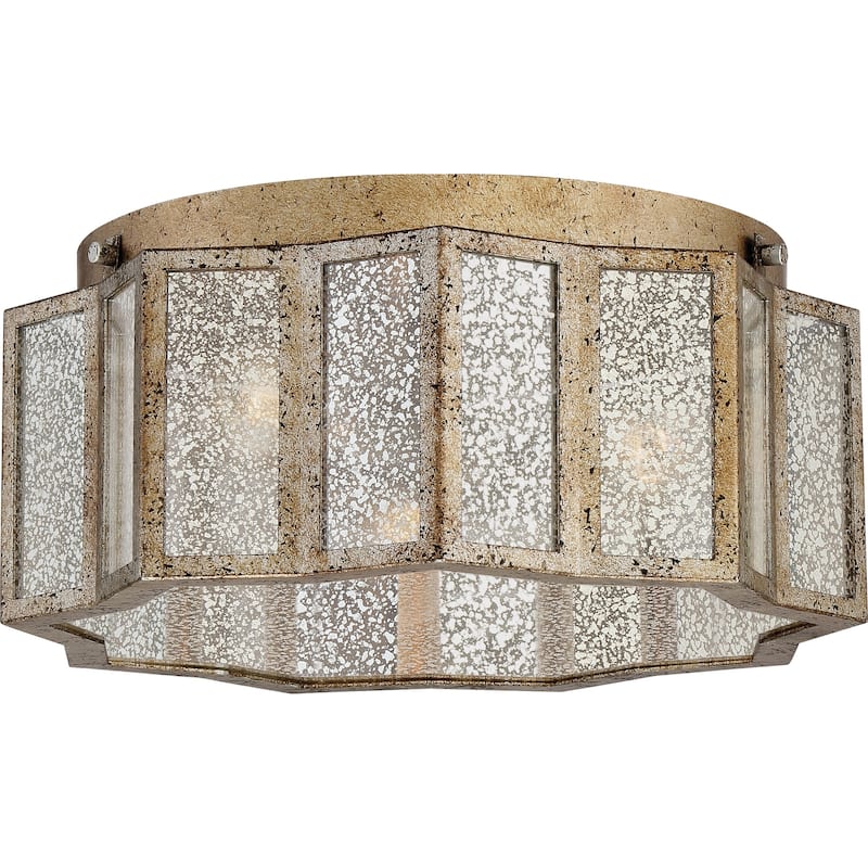 Quoizel Shrine 3-Light Aged Gold Flush Mount with Mercury Glass