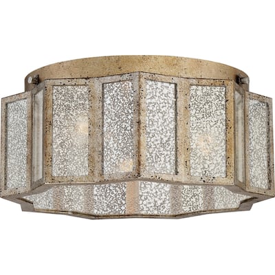 Quoizel Shrine 3-Light Aged Gold Flush Mount with Mercury Glass