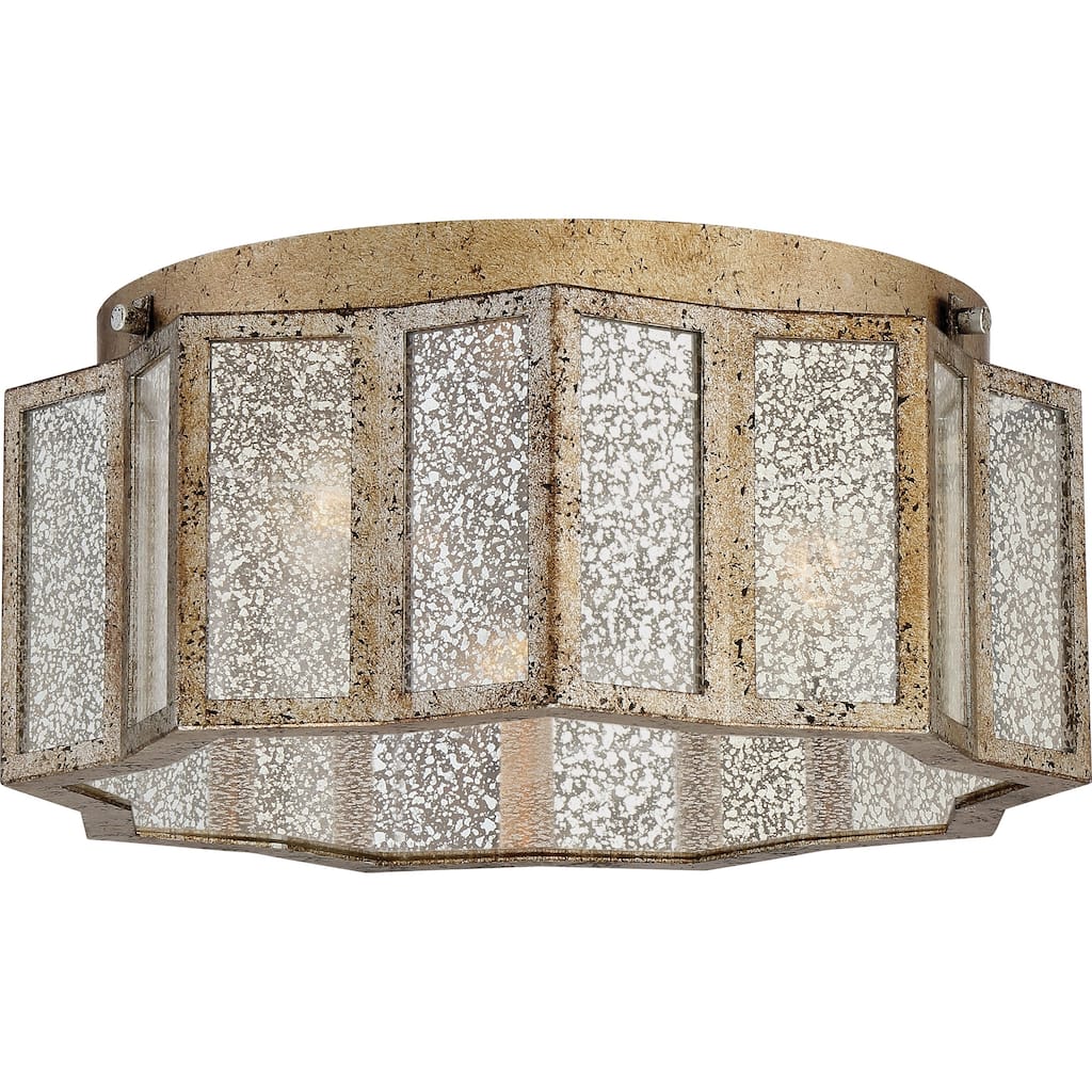 Quoizel Shrine 3-Light Aged Gold Flush Mount with Mercury Glass