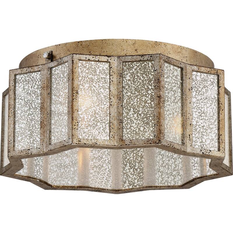 Quoizel Shrine 3-Light Aged Gold Flush Mount with Mercury Glass
