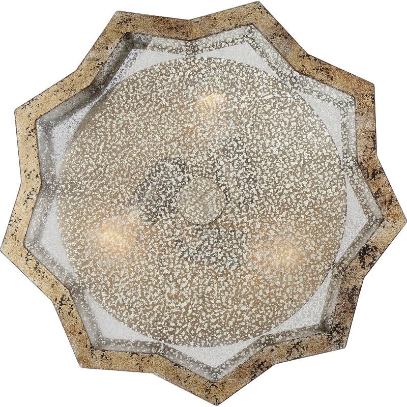 Quoizel Shrine 3-Light Aged Gold Flush Mount with Mercury Glass