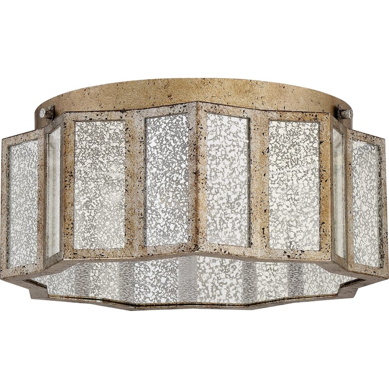 Quoizel Shrine 3-Light Aged Gold Flush Mount with Mercury Glass