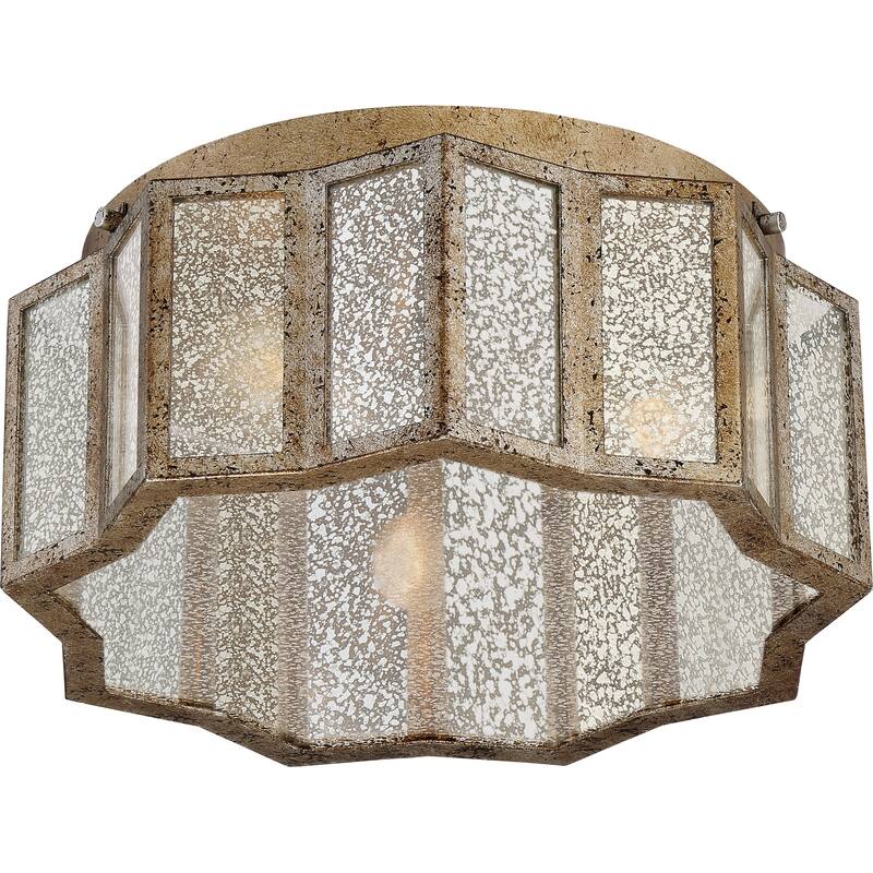 Quoizel Shrine 3-Light Aged Gold Flush Mount with Mercury Glass