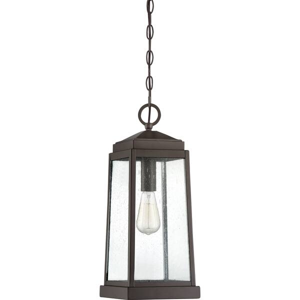 Quoizel Ravenel Western Bronze Transitional Seeded Glass Lantern Pendant Light
