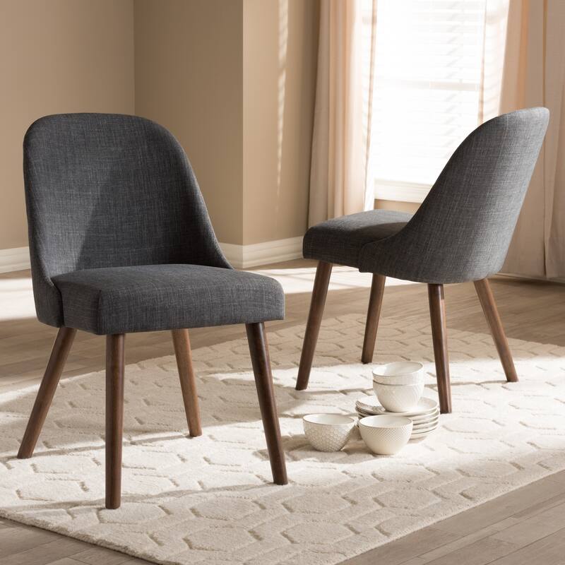 Mid-Century Fabric Upholstered Dining Chair Set by Baxton Studio