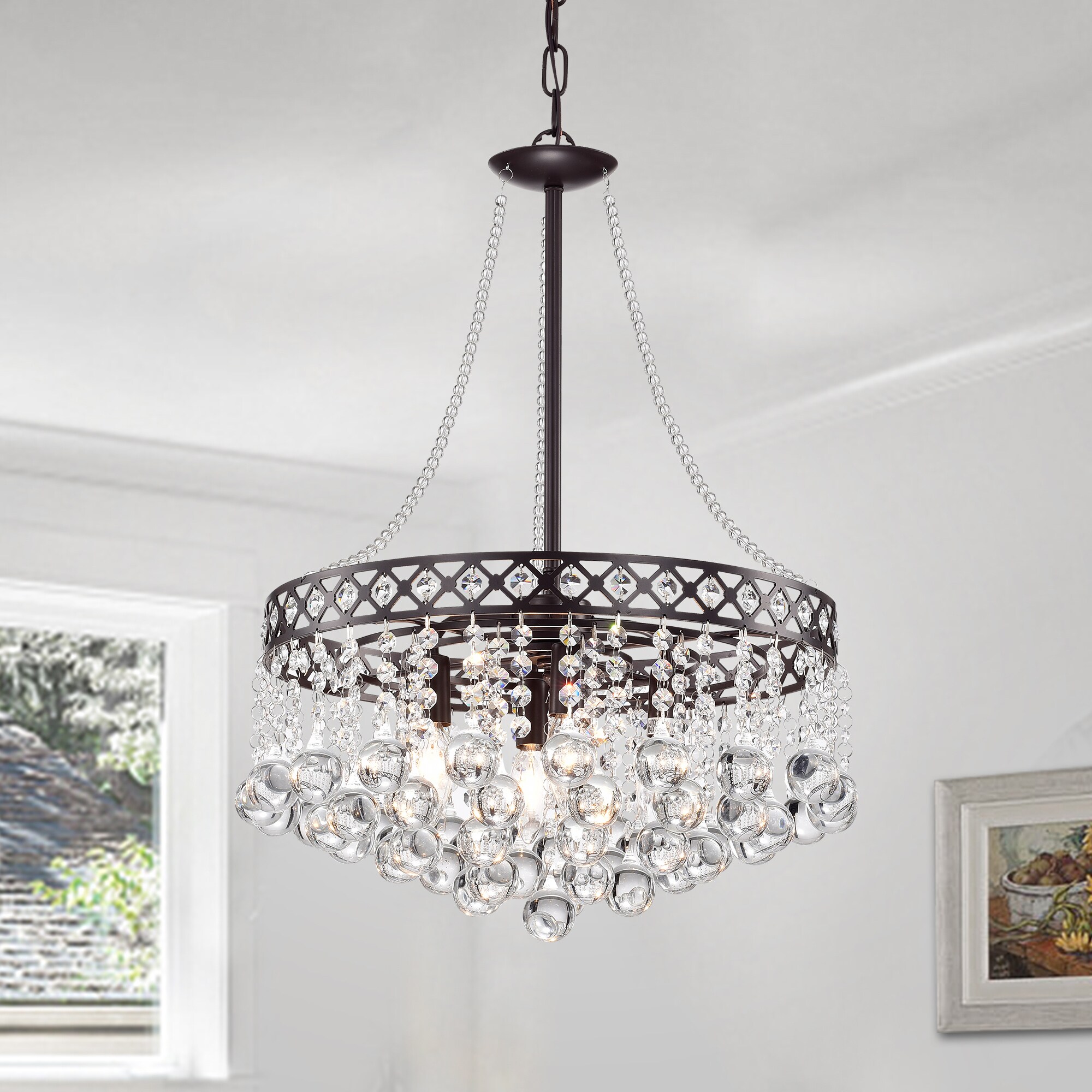 Silver Orchid Allen Antique Bronze 4-light Crystal Chandelier (Bailey Antique Bronze 4-light Crystal Chandelier) - Chandeliers For Bedrooms by Overstock.com