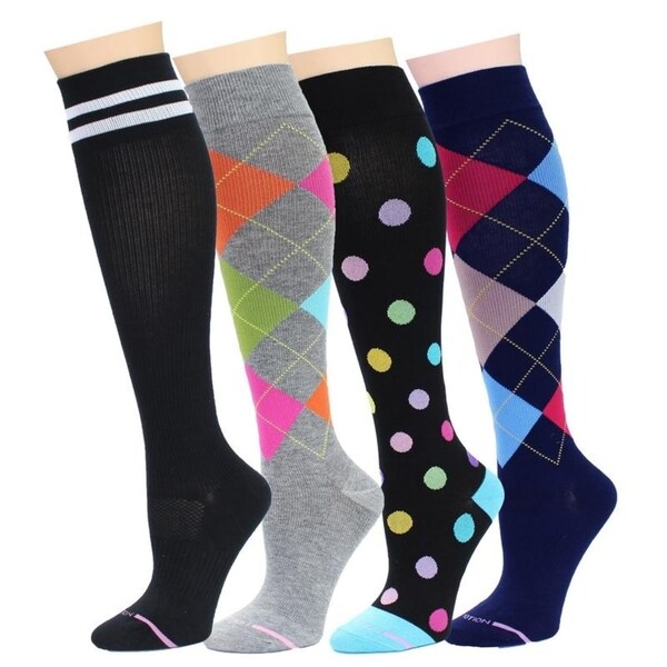 Dr. Motion Women's Therapeutic Graduated Compression Knee-high Socks (Pack of 4 Pairs)