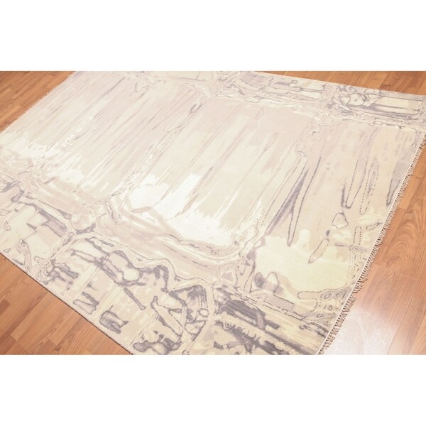 Shop Graphic Marble Finish Look Oriental Hand Knotted Area Rug Ivory