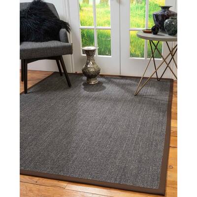 Natural Area Rugs 100%, Natural Fiber Handmade Shadows, Greyish Blue Sisal Rug, Fudge Border - 4' x 6'