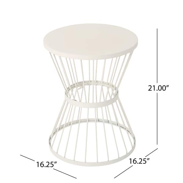 Red-783 Christopher Knight Home 301160 Arwen Outdoor Blue and White Glass Side Table with Iron Frame