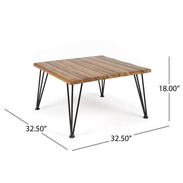 Zion Outdoor Industrial Acacia Wood Square Coffee Table by Christopher