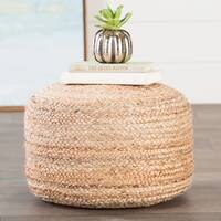 The Curated Nomad Camarillo Modern Tan Cylindrical Shape Jute Pouf