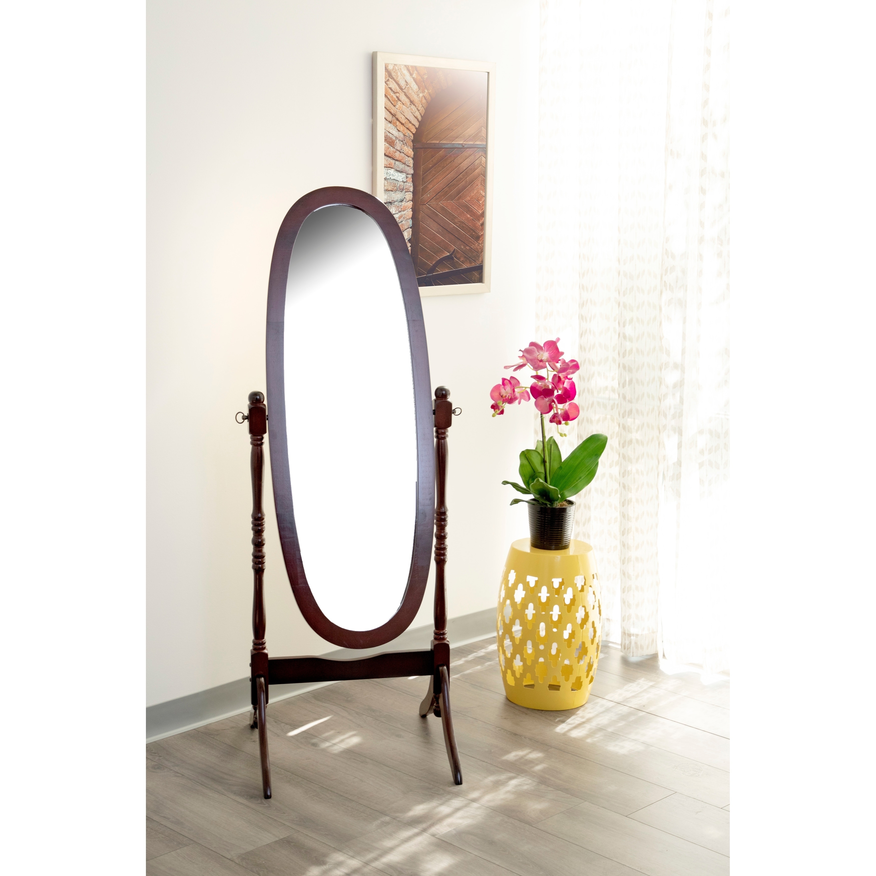 Coaster Furniture Foyet Oval Merlot Cheval Mirror with Sturdy Stand Bed  Bath  Beyond 20469497
