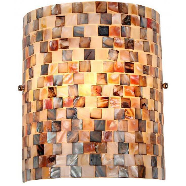The Curated Nomad Del Paso Sea Shell Mosaic and Glass 1-light Wall Sconce