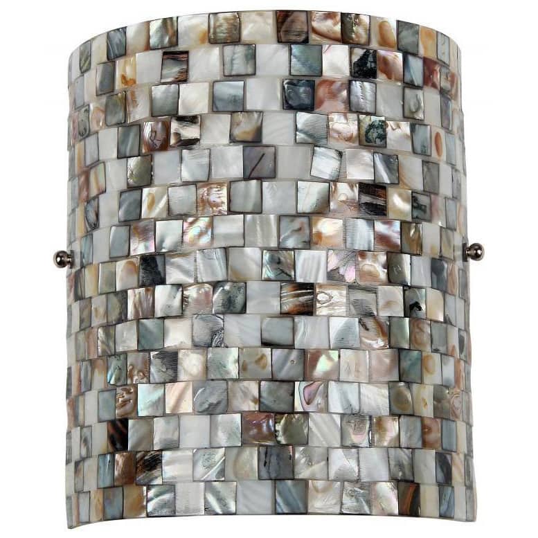 The Curated Nomad Del Paso Sea Shell Mosaic and Glass 1-light Wall Sconce