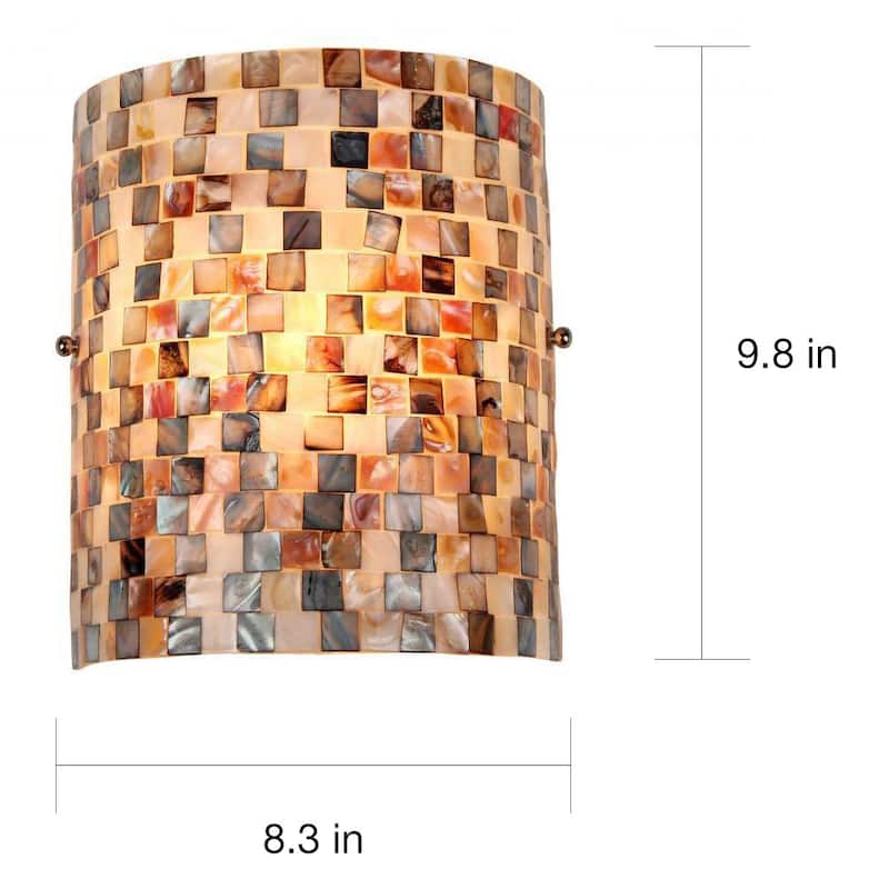 The Curated Nomad Del Paso Sea Shell Mosaic and Glass 1-light Wall Sconce