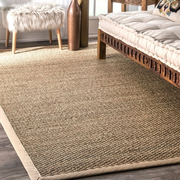 Havenside Home Clearwater Handmade Natural Fiber Cotton Border Seagrass Rug - 5' x 8'