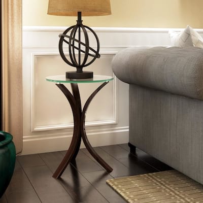 Copper Grove Rochon Glass Top Wood Accent Table