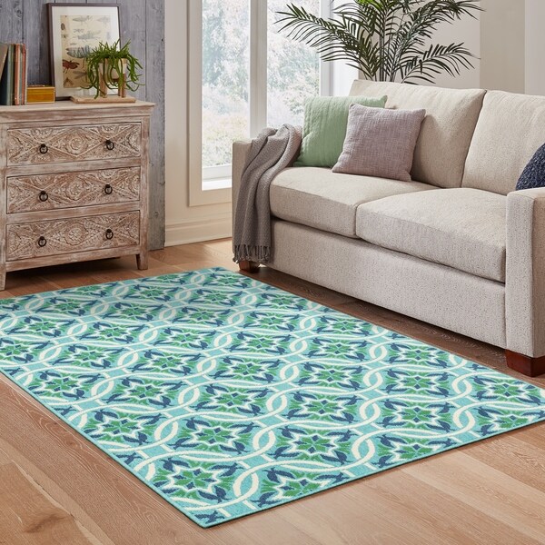 Shop Havenside Home Lewisburg Floral Blue/Green IndoorOutdoor Area Rug