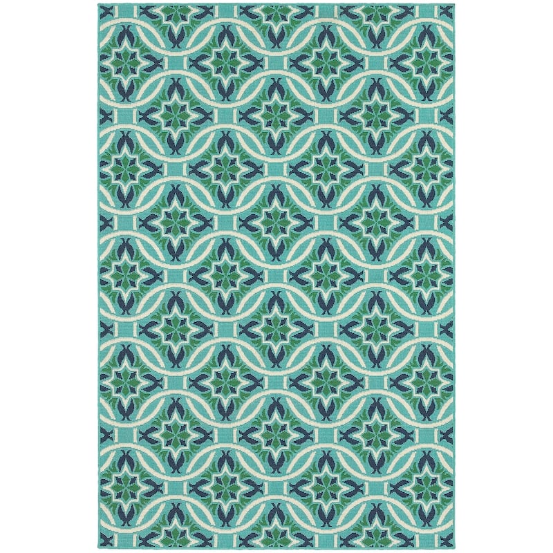 Style Haven Martinque Floral Indoor-Outdoor Blue/ Green Area Rug