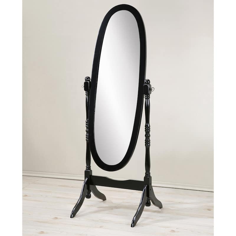 Roundhill Furniture Copper Grove Monks Hood Traditional Wooden Floor Cheval Mirror - Black