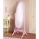 Roundhill Furniture Copper Grove Monks Hood Traditional Wooden Floor Cheval Mirror - Pink