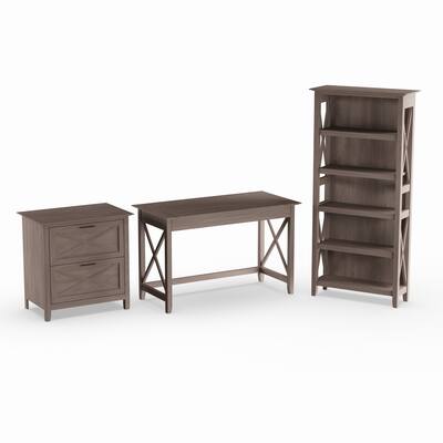 48-inch Writing Desk with Lateral File and 5-shelf Bookcase