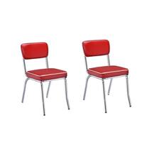Carson Carrington Hrafnagil Red Chrome Plated Retro Dining Chair (Set of 2) - 21" x 17" x 32.50"