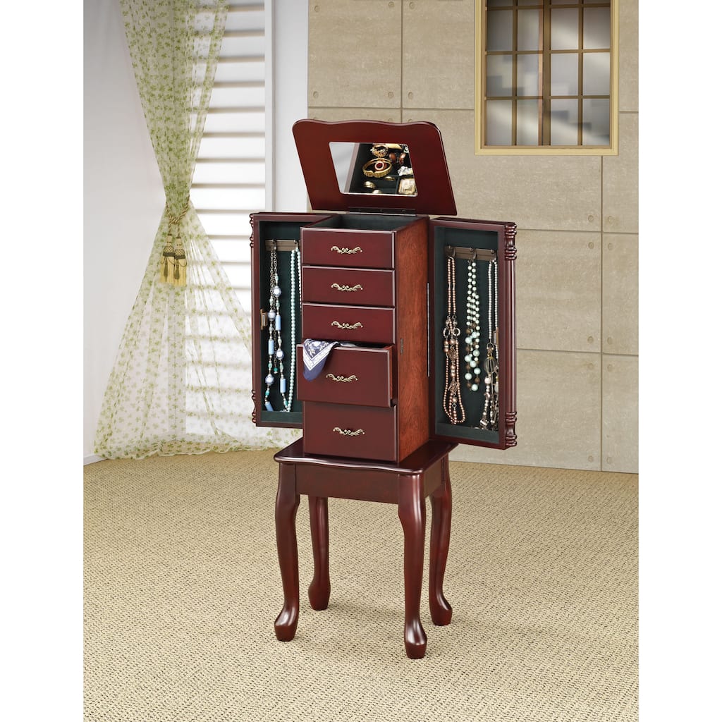 Copper Grove Bulkley Cherry Queen Anne Jewelry Armoire