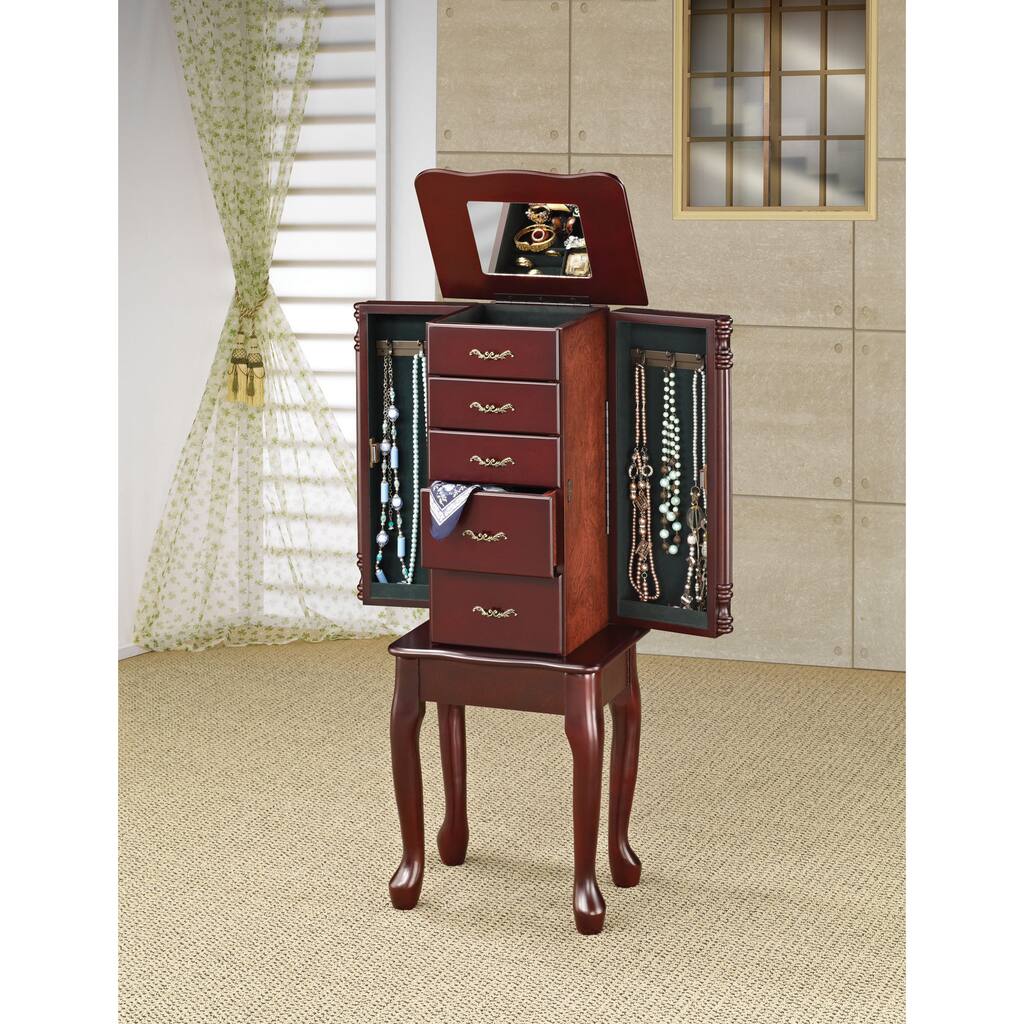 Copper Grove Bulkley Cherry Queen Anne Jewelry Armoire