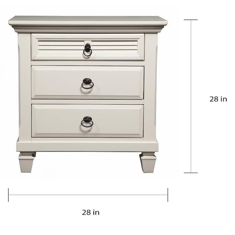 Gracewood Hollow Gregory White Pine Wood 3-drawer Nightstand