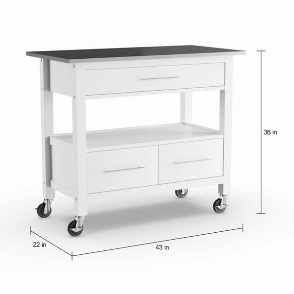 Strick & Bolton Lefebvre Stainless Steel/White Kitchen Cart Bed Bath