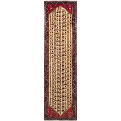 Hand-knotted Koliai Cream Wool Rug - 3'5" x 13'1" Runner