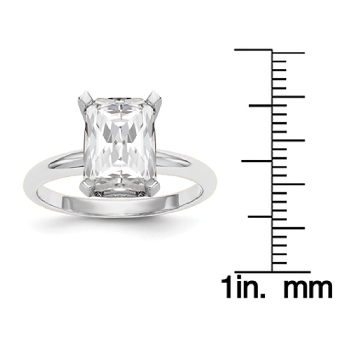 14 Karat White Gold 7x5 Emerald Colorless Pure Light Moissanite Solitaire Ring By Versil 14 Karat White Gold 7x5 Emerald Colorless Pure Light Moissanite Solitaire Ring By Versil