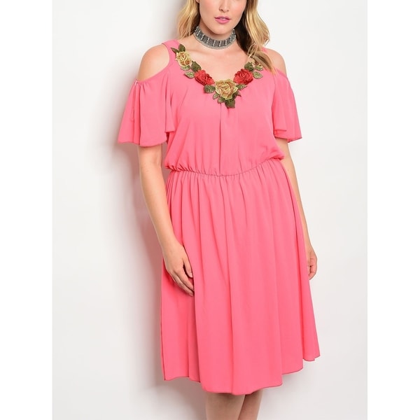 Pink Knee Length Dresses for Plus Size Women