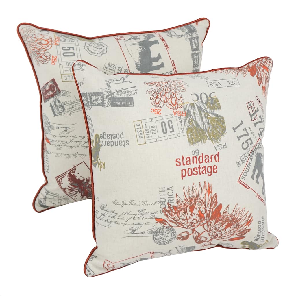 Blazing Needles 17-inch Postage Throw Pillow (Set of 2)