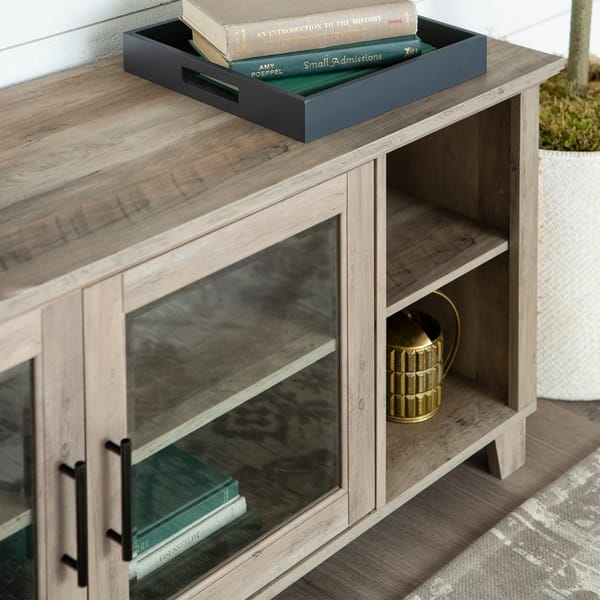 Shop 58 Tv Stand Console With Glass Doors 58 X 16 X 23h Free