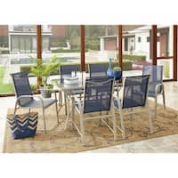 Avenue Greene Grey/ Navy 7-Piece Outdoor Patio Dining Set