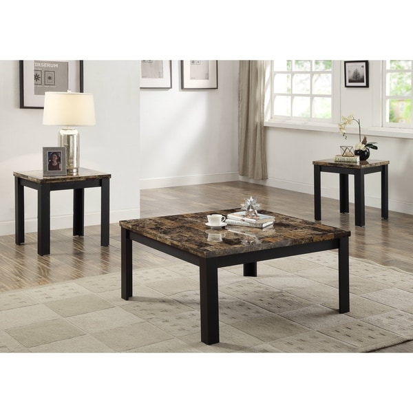 Shop Acme Finely 3 Piece Faux Marble Coffee And End Table