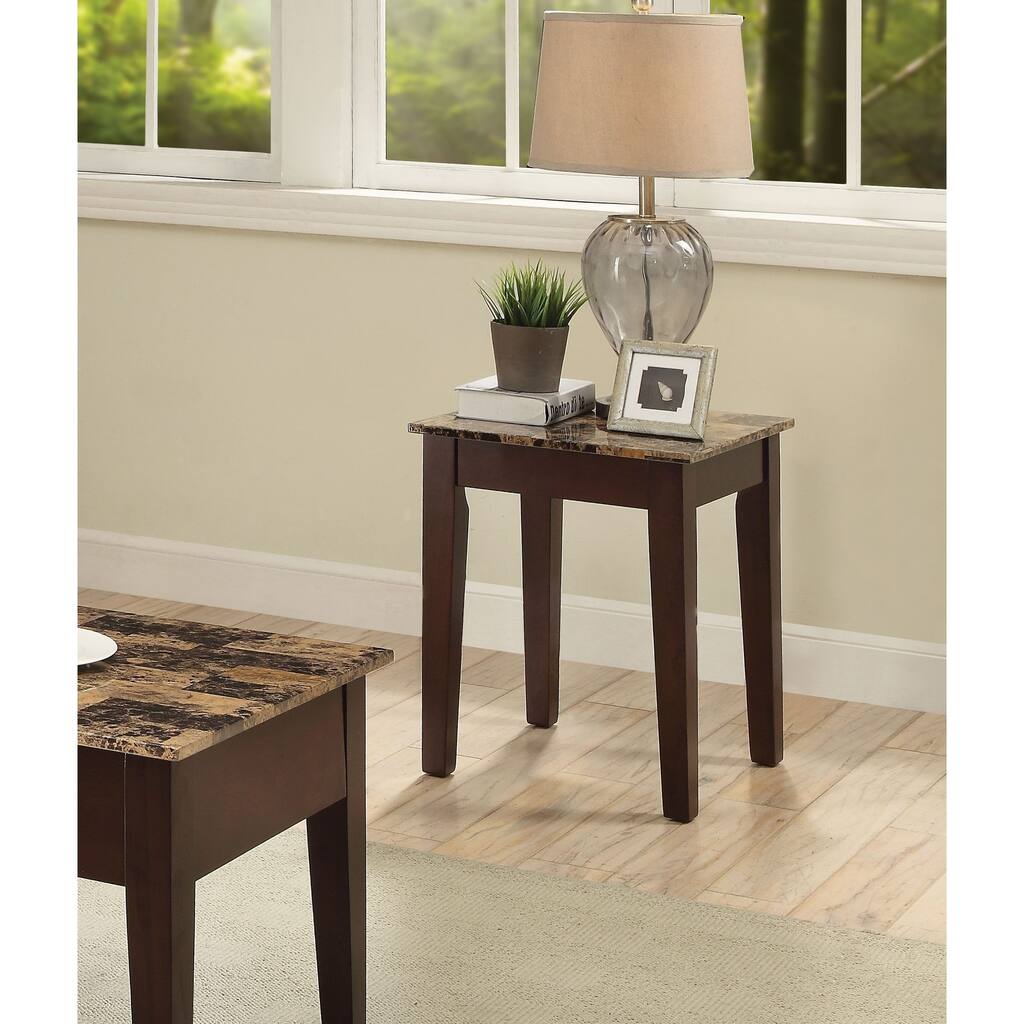 Acme Celestial Faux Marble End Table in Cherry