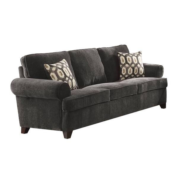 Acme Alessia Dark Gray Chenille Sofa With 2 Pillows Acme Alessia Dark Gray Chenille Sofa With 2 Pillows