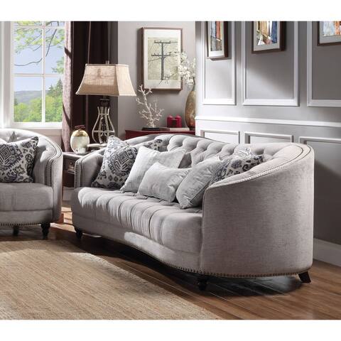 Light Grey Fabric Sofa with Pillows